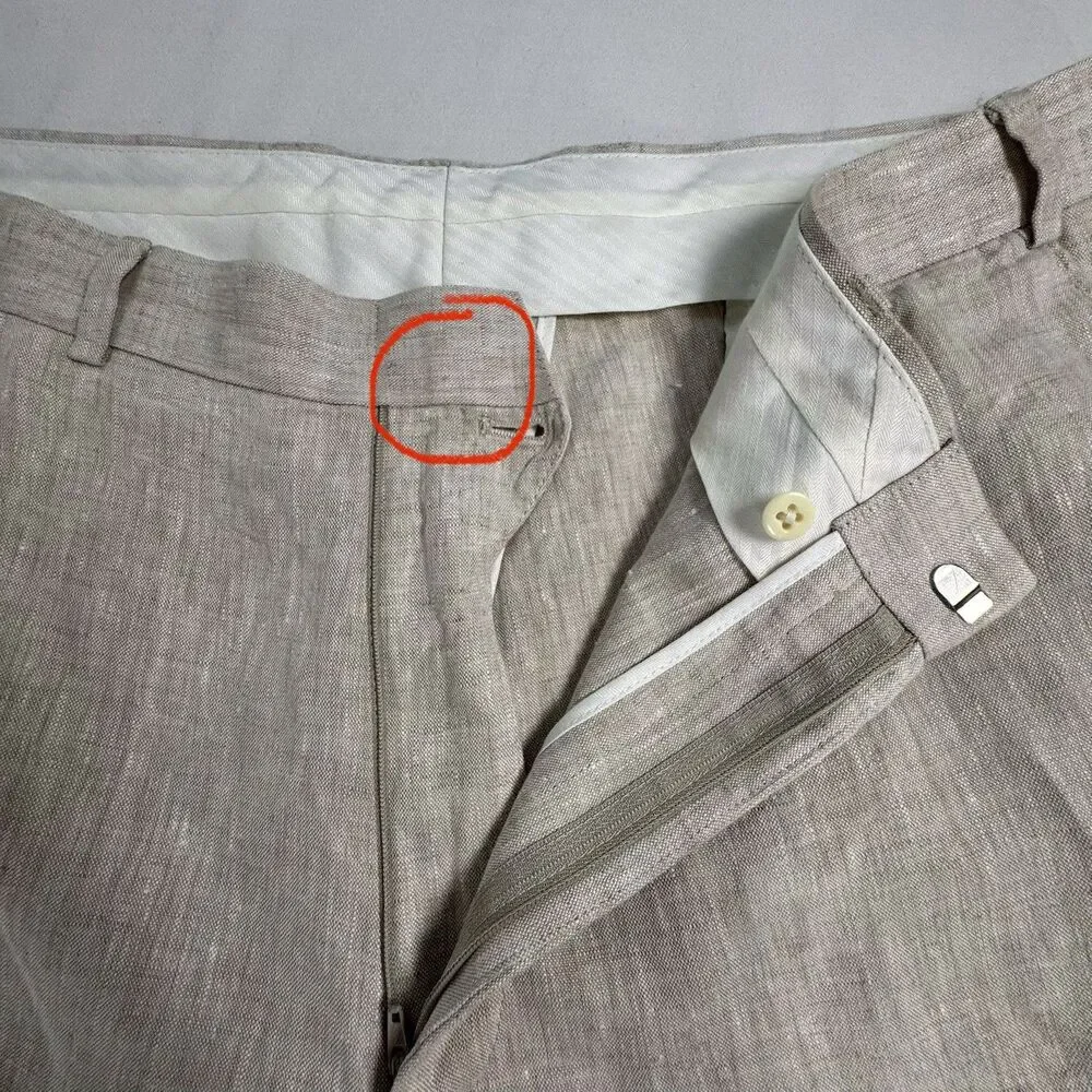 Just Linen Mens Pants 40W 100% Linen Beige Lightweight Summer Wedding Casual